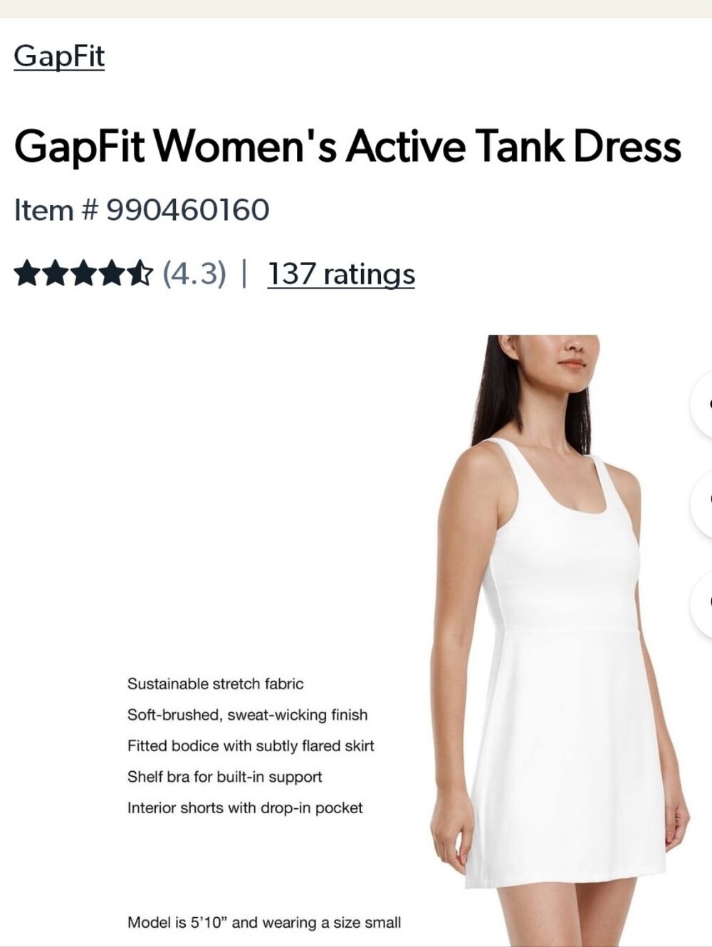 GAP White Sleeveless V-Neck Active Dress - Picture 9 of 11